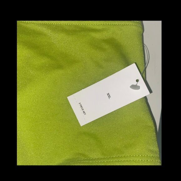 Size girls (XXL 18) two piece one shoulder lemon lime color swimsuit/bathing - Picture 5 of 8